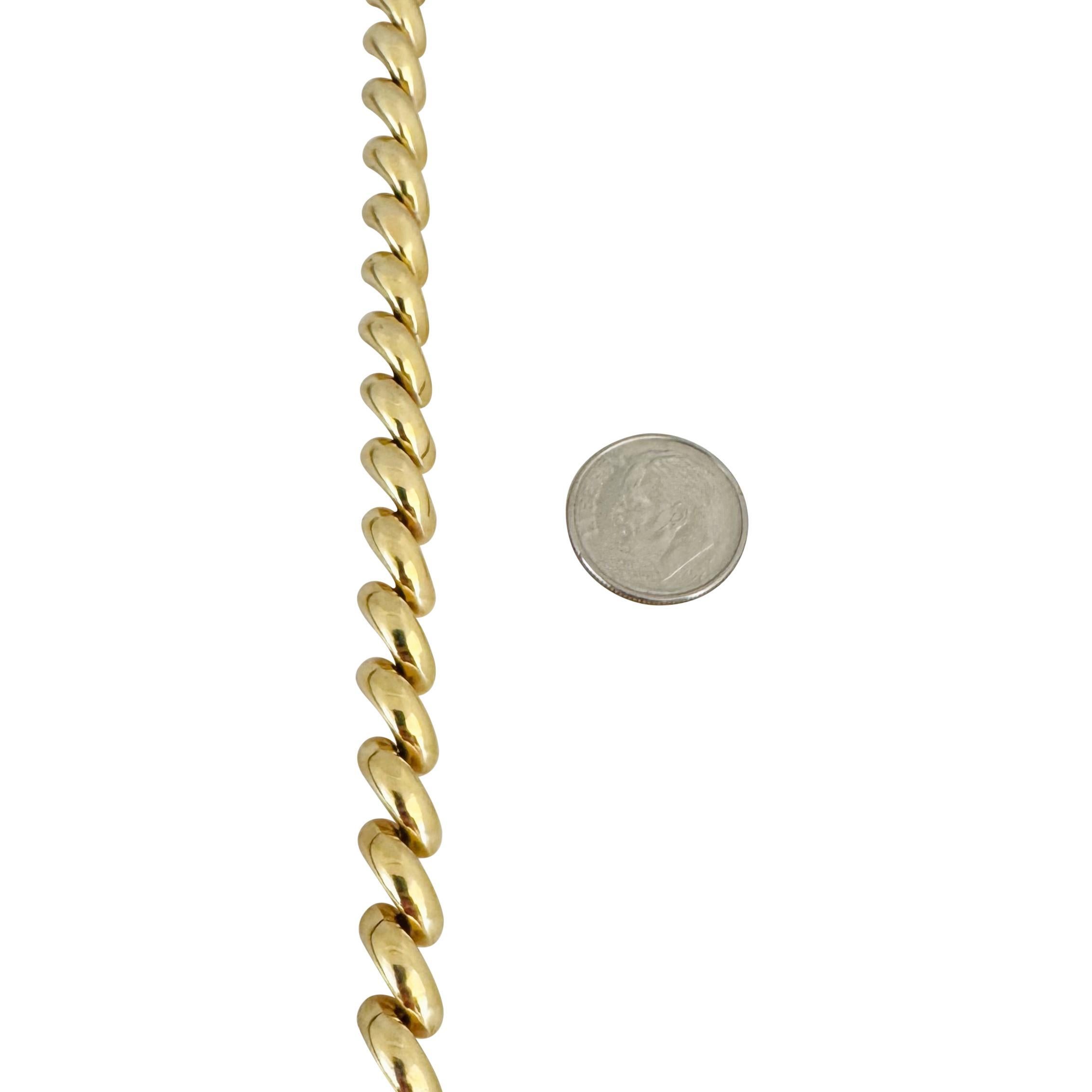 14k Gelbgold 15,9g Damen poliertes 7,5mm San Marco Gliederarmband Italien 7
