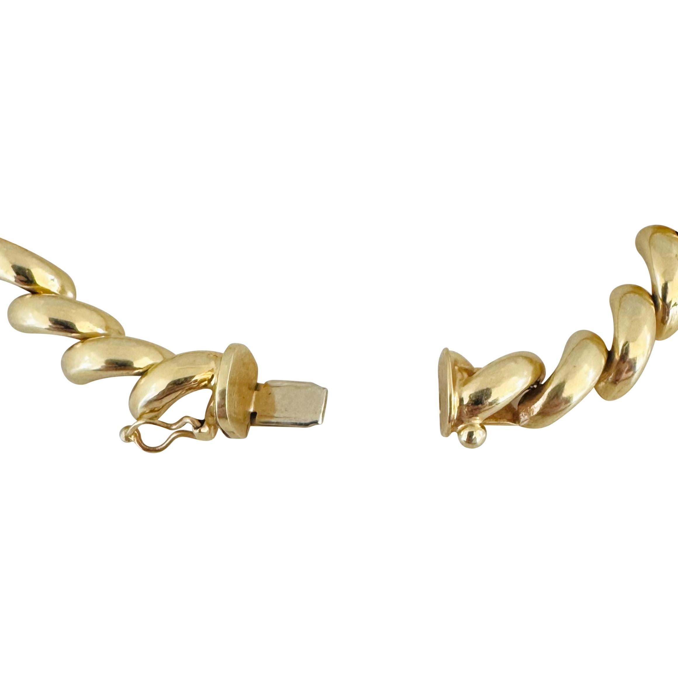 14k Gelbgold 15,9g Damen poliertes 7,5mm San Marco Gliederarmband Italien 7