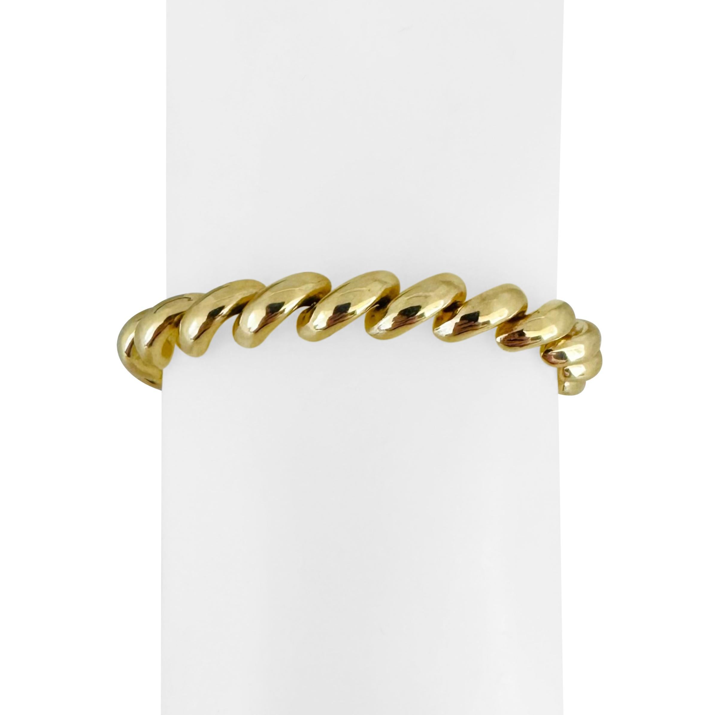 14k Gelbgold 15,9g Damen poliertes 7,5mm San Marco Gliederarmband Italien 7