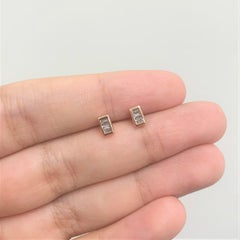 14K Yellow Gold .15ct Diamond Baguette Stud Earrings for Her