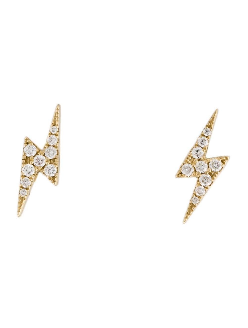 Quality Earrings Set: Made from real 14k gold featuring a Thunderbolt design that is made to dazzle; 0.13 ct of 18 natural white diamonds, Diamond Color & Clarity is GH-SI Certified diamonds available in rose gold, white, and yellow. Butterfly