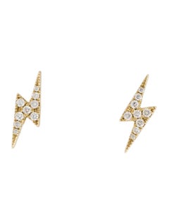 14K Yellow Gold .15ct Diamond Lightning Bolt Earrings for Her