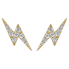 Boucles d'oreilles pendantes en or jaune 14 carats avec diamants de 0,15 carat pour elle