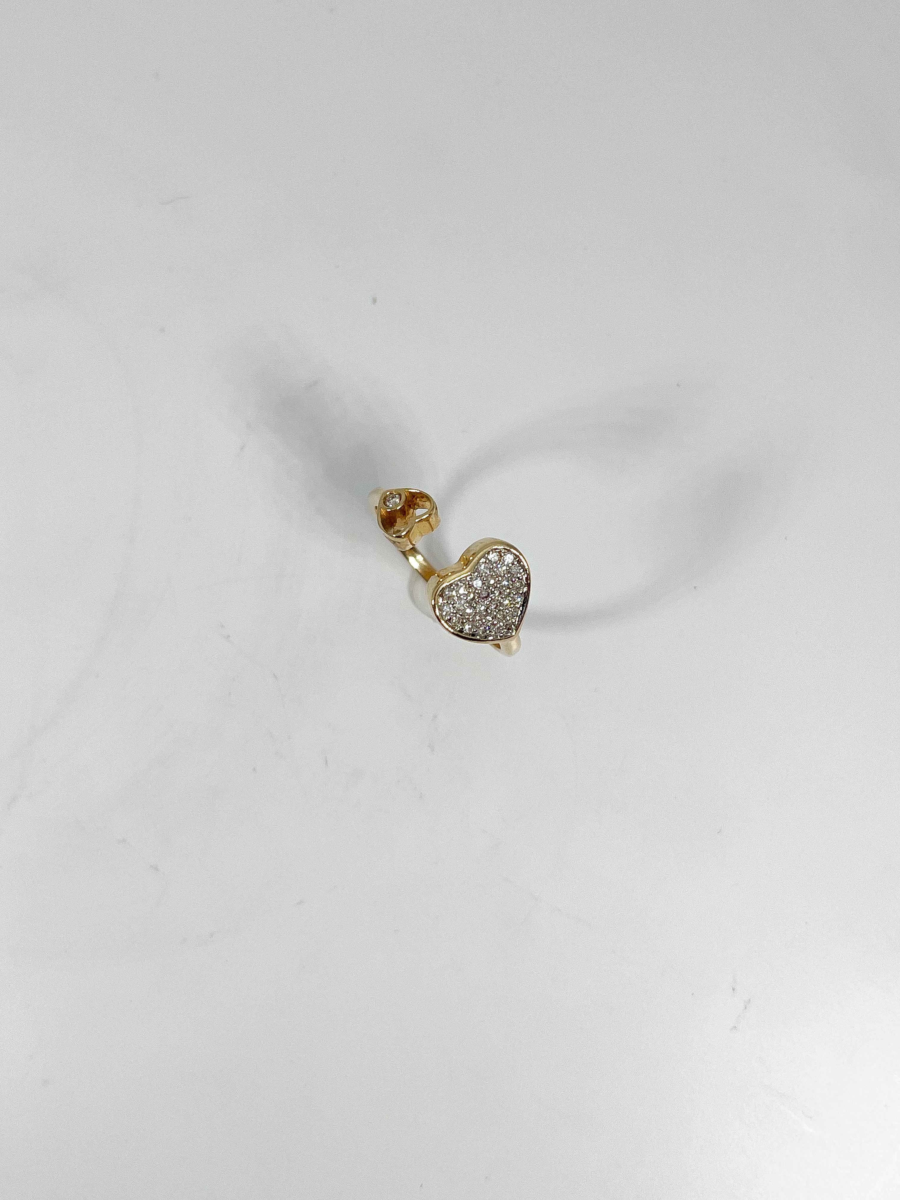 Round Cut 14K Yellow Gold .15CTW Diamond Heart Fashion Ring For Sale