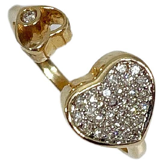 14K Yellow Gold .15CTW Diamond Heart Fashion Ring For Sale