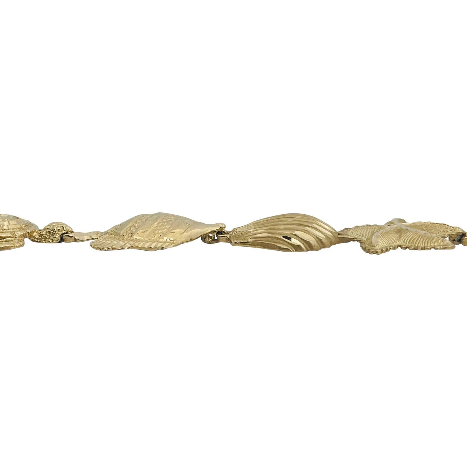 14k Gelbgold 15g Damen Diamantschliff 17mm Strand-Gliederarmband 7