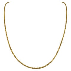 Collar de cadena de eslabones de trigo de oro amarillo de 14 quilates macizo de 15 g y 2,5 mm Italia 25 pulgadas