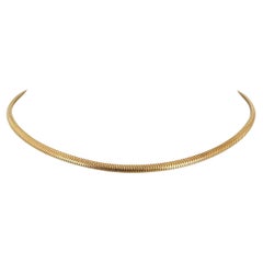 14k Yellow Gold 15g Solid 3mm Flattened Snake Link Collar Necklace 14"