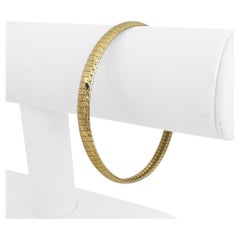 14k Yellow Gold 15g Textured Fancy 5.5mm Omega Link Bracelet Italy 8"