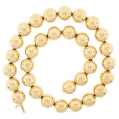 14k Yellow Gold Polished Finish Ball Bead Link Statement Necklace