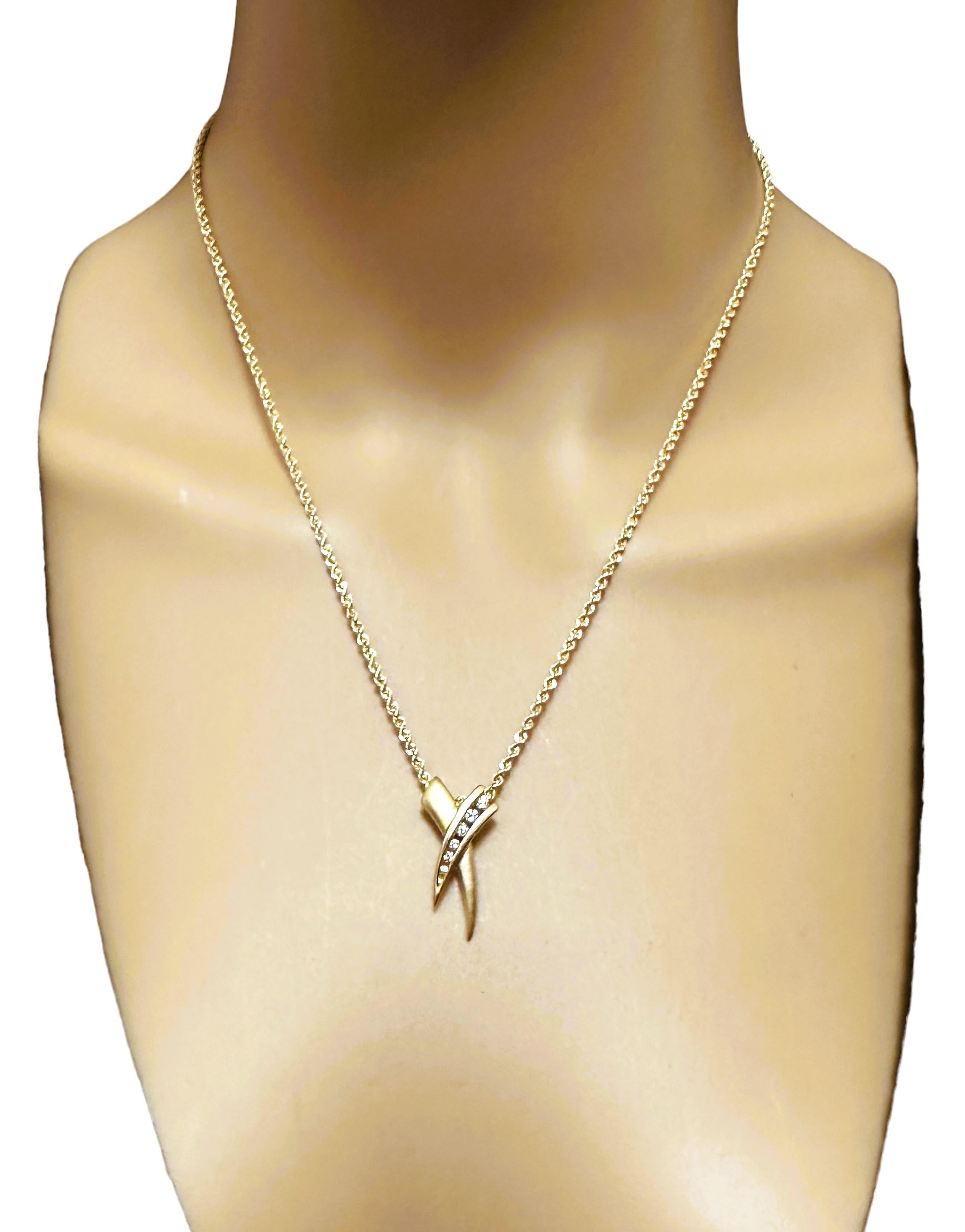 14k Gelbgold .16 Karat Diamant Slide Love Anhänger w 14k Gold Kette 18