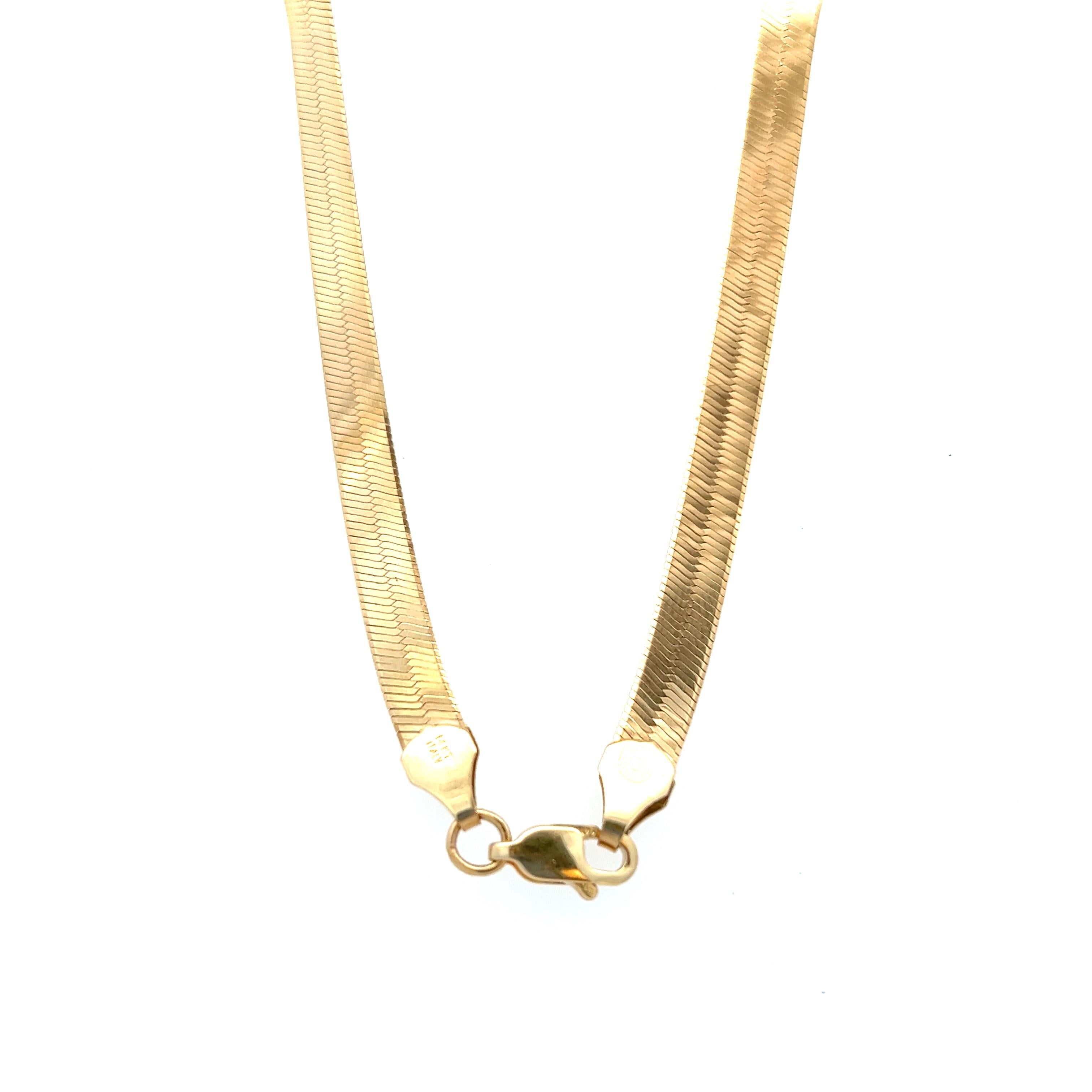 Contemporaneo Collana con catena a spina di pesce in oro giallo 14k da 16 pollici