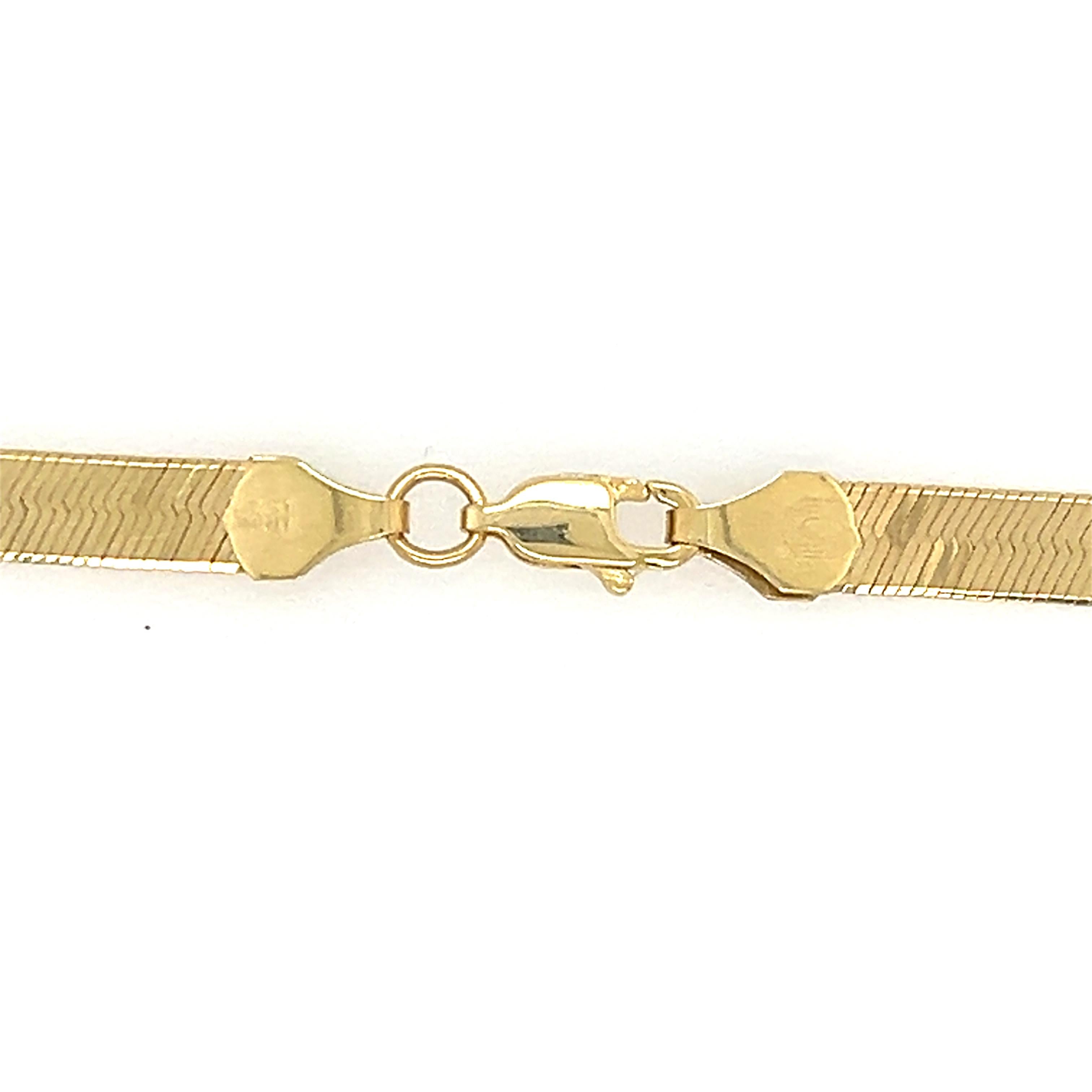 Collana con catena a spina di pesce in oro giallo 14k da 16 pollici In condizioni buone a Towson, MD