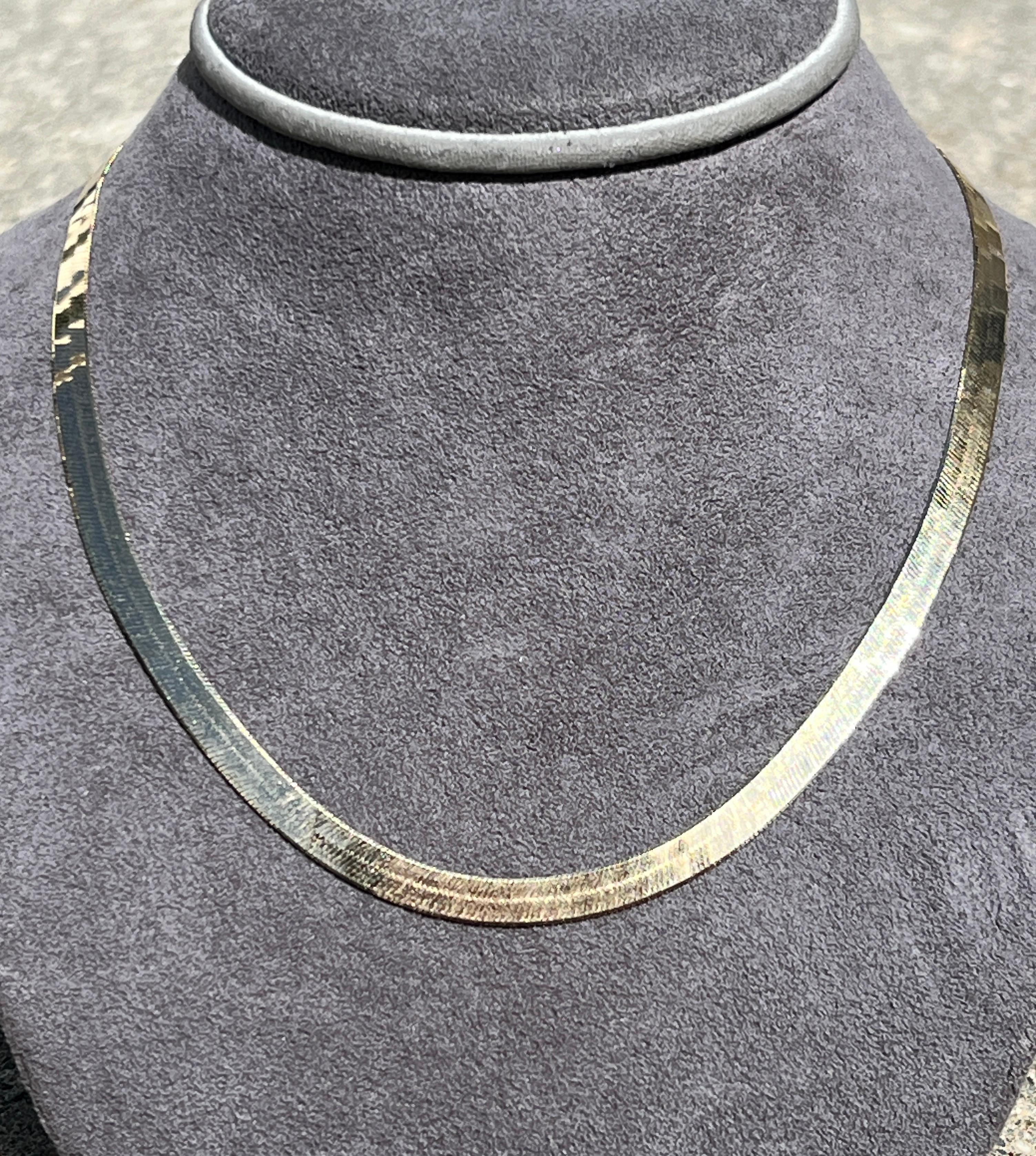 da uomo o donna Collana con catena a spina di pesce in oro giallo 14k da 16 pollici