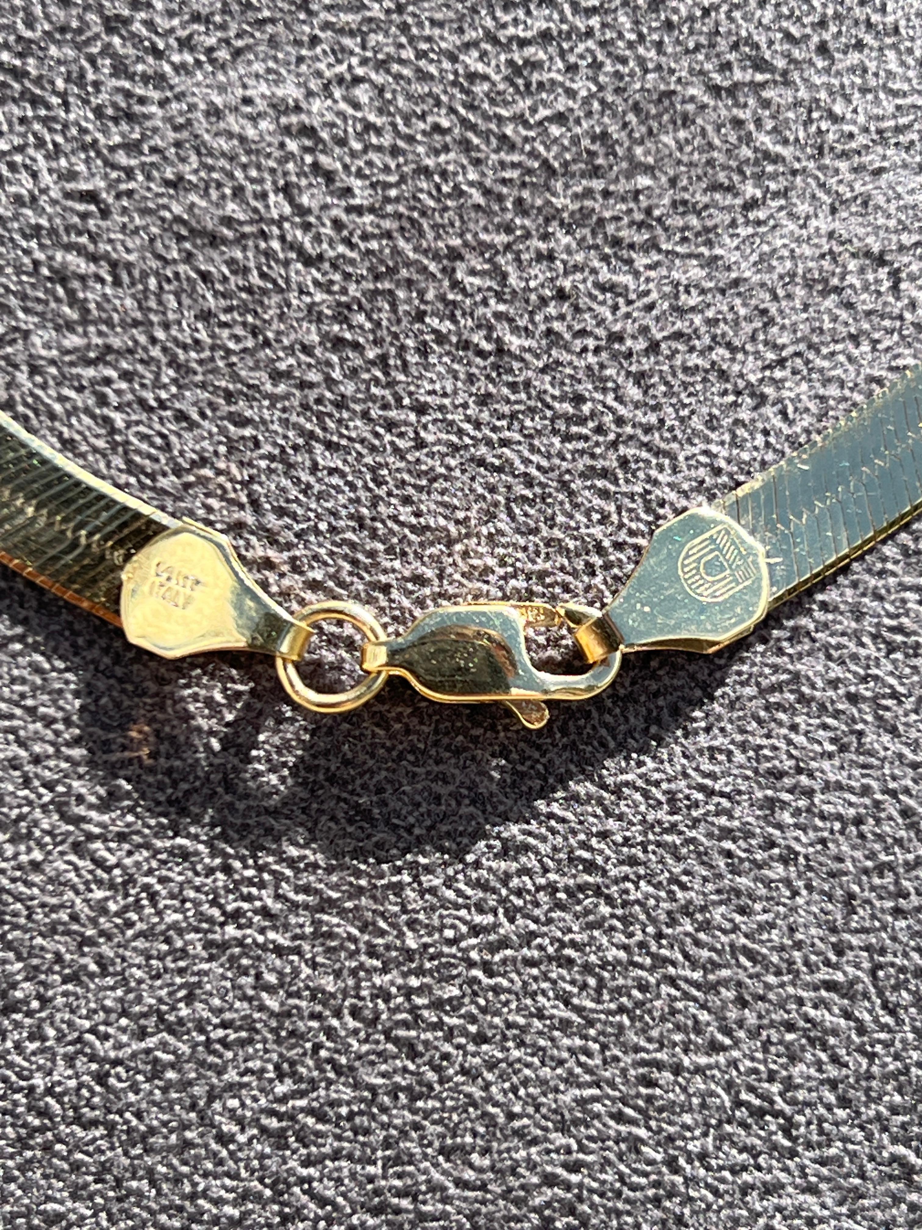 Collana con catena a spina di pesce in oro giallo 14k da 16 pollici 1