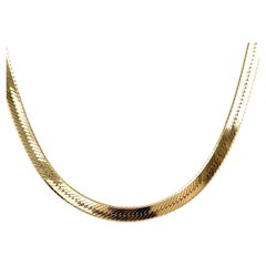 Collana con catena a spina di pesce in oro giallo 14k da 16 pollici