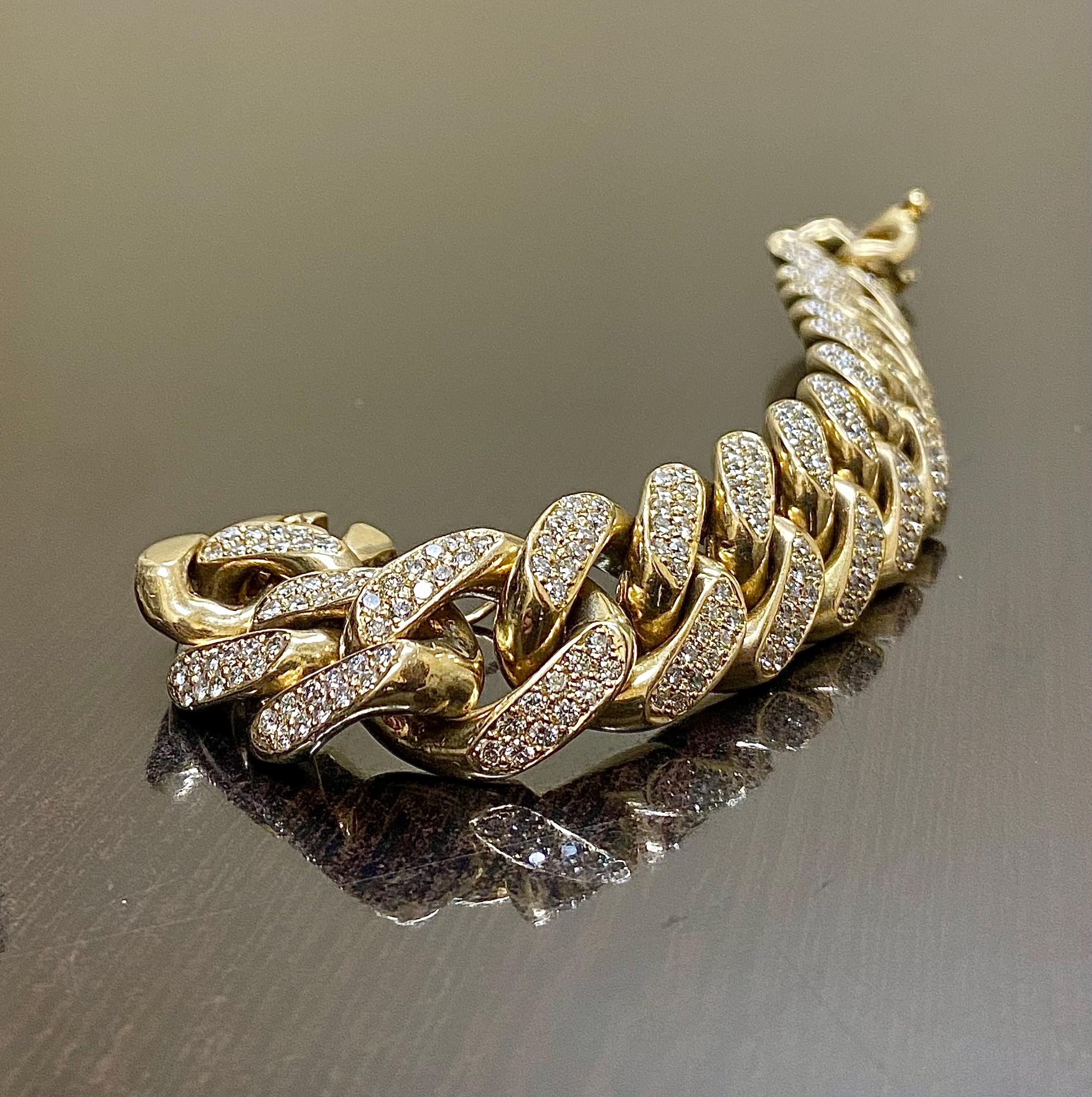 14K Yellow Gold 160 Gram Miami Cuban 9.24 Carat Diamond Bracelet In New Condition For Sale In Los Angeles, CA