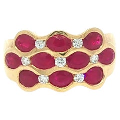 14k Yellow Gold 1.60ctw Channel Set Ruby & Diamond Wide Wavy Band Ring
