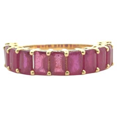 14k Yellow Gold 1.60ctw Emerald Cut Ruby Halfway Band Ring