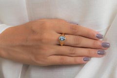 14K Yellow Gold 1.62 Carat Oval Cut Aquamarine Engagement Ring