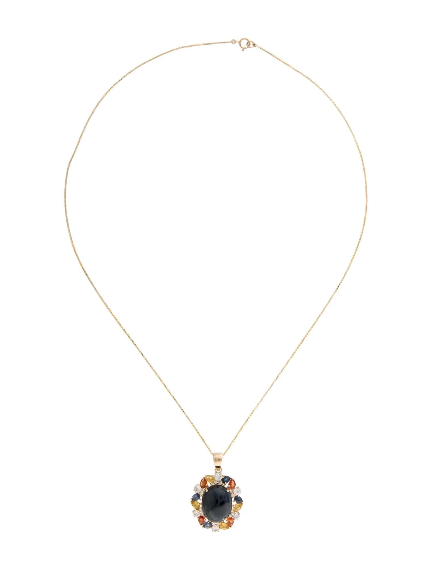Artiste Or jaune 14 carats, saphir bleu ovale de 16,27 carats, saphirs multicolores de 2,79 carats et 0,18 carat en vente