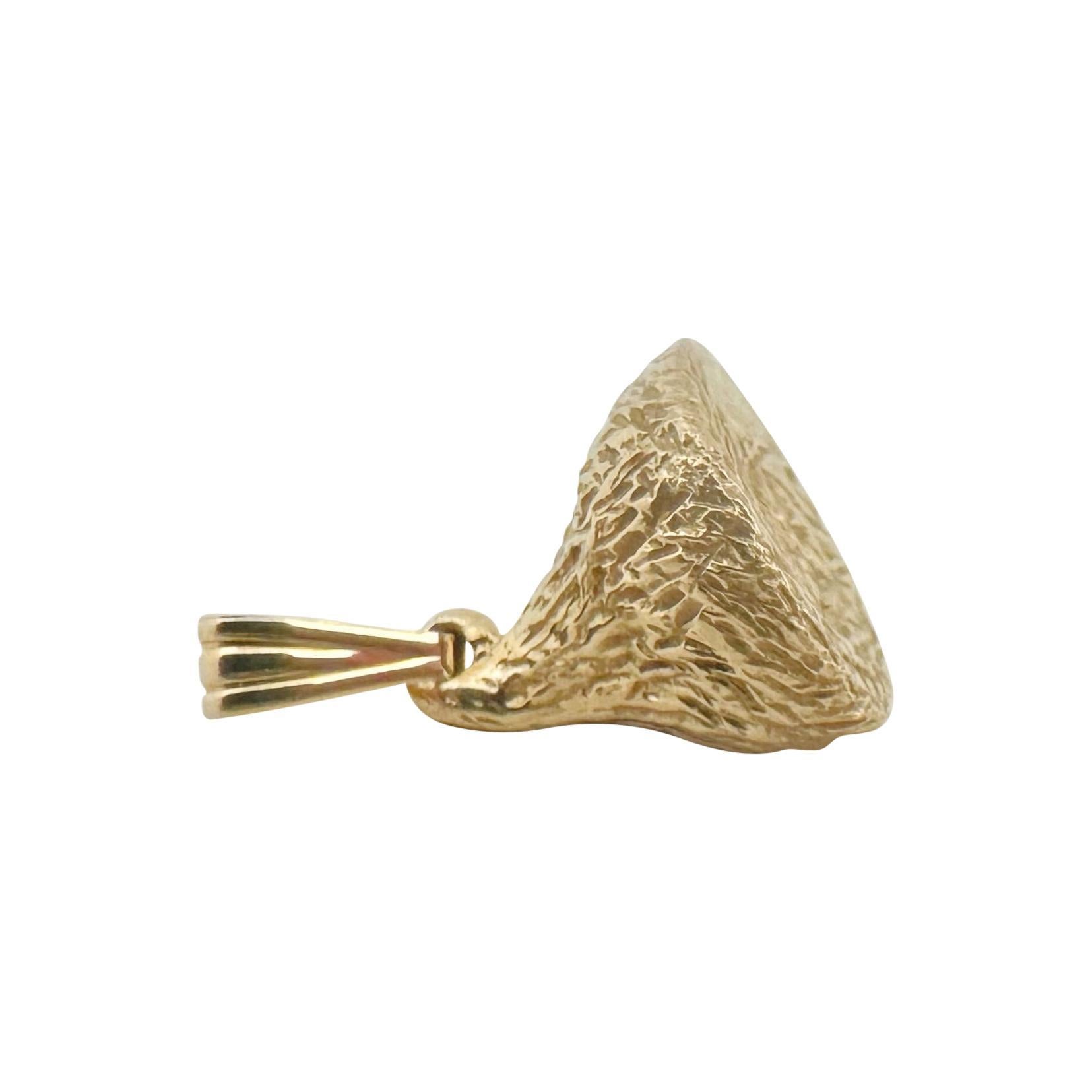 14k Gelbgold 16,2 g massiver, schwerer, strukturierter Hershey's Kiss-Anhänger Damen