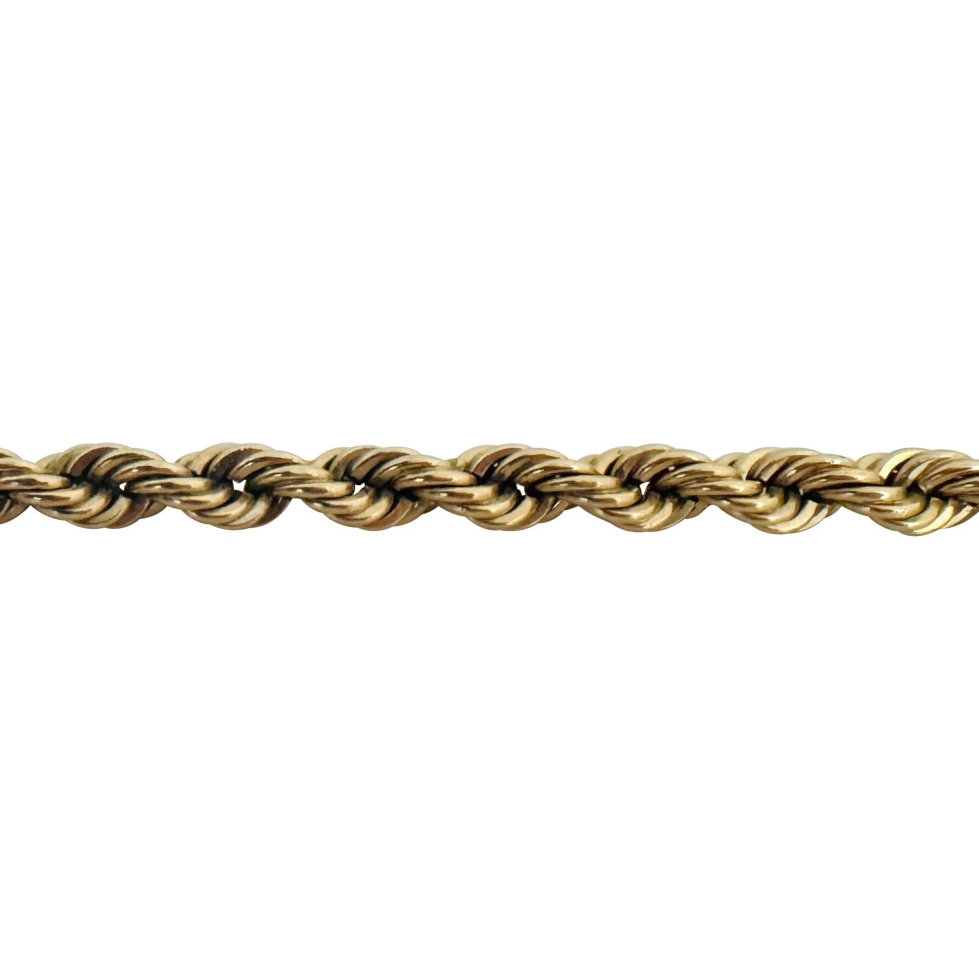 14k Yellow Gold 16.2g Solid Men's 4.5mm Rope Bracelet 8.75