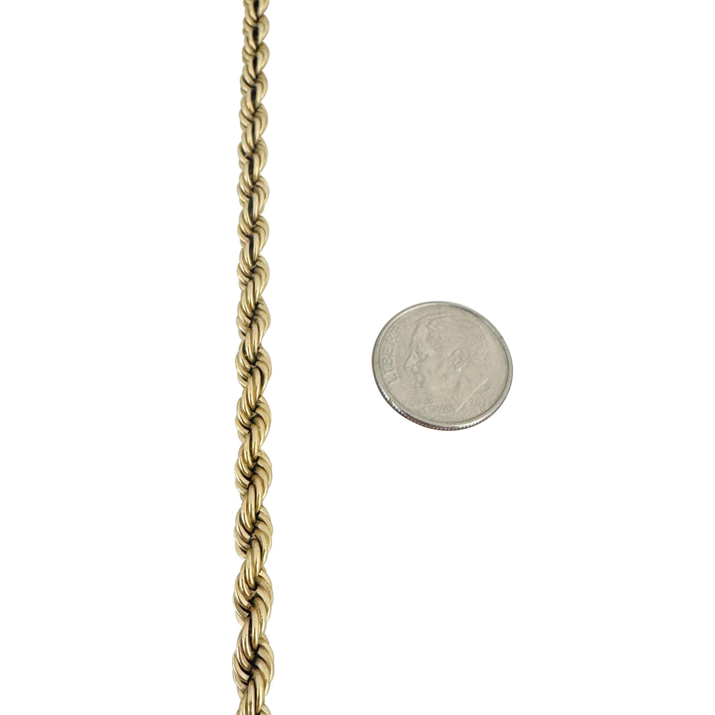 14k Yellow Gold 16.2g Solid Men's 4.5mm Rope Bracelet 8.75