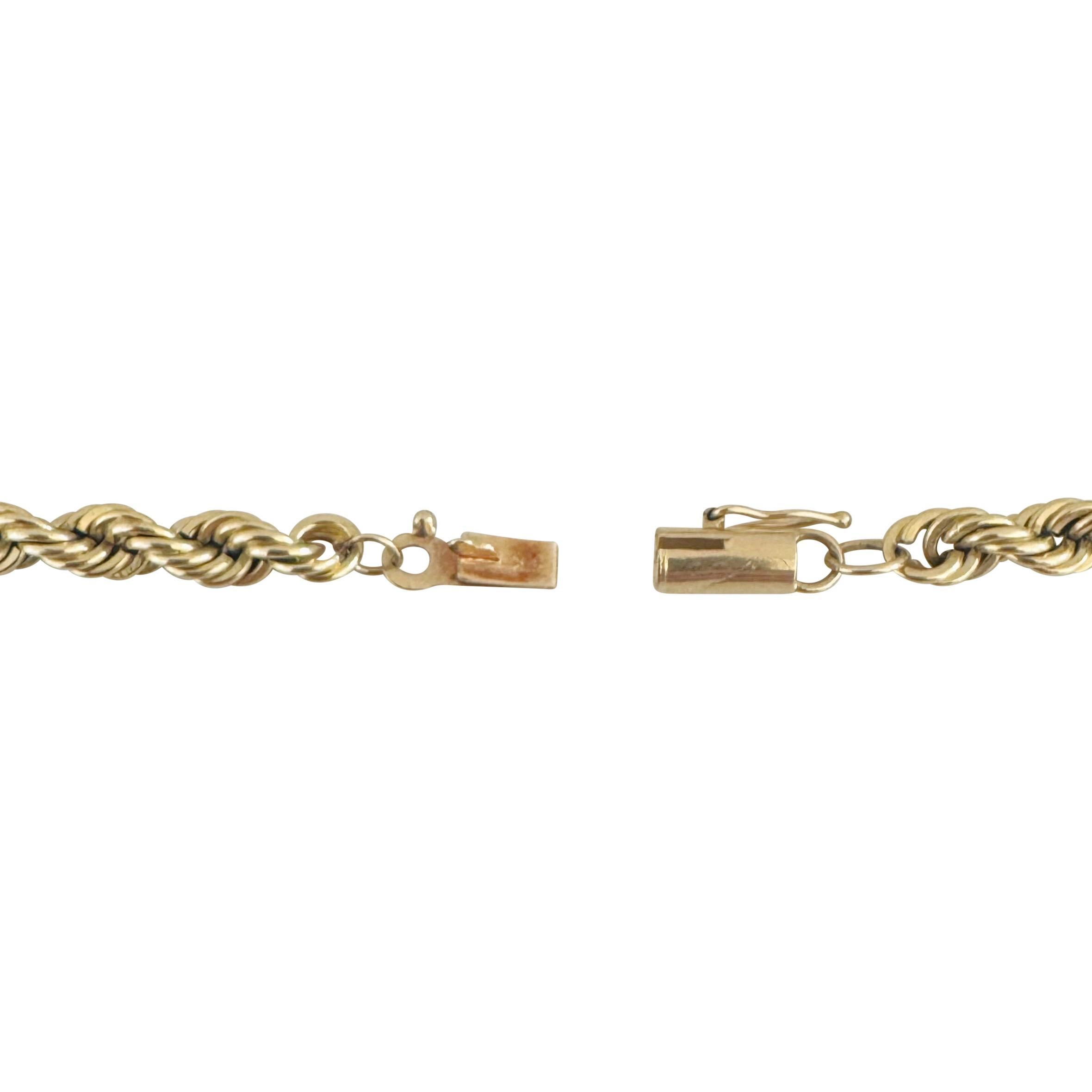 14k Yellow Gold 16.2g Solid Men's 4.5mm Rope Bracelet 8.75