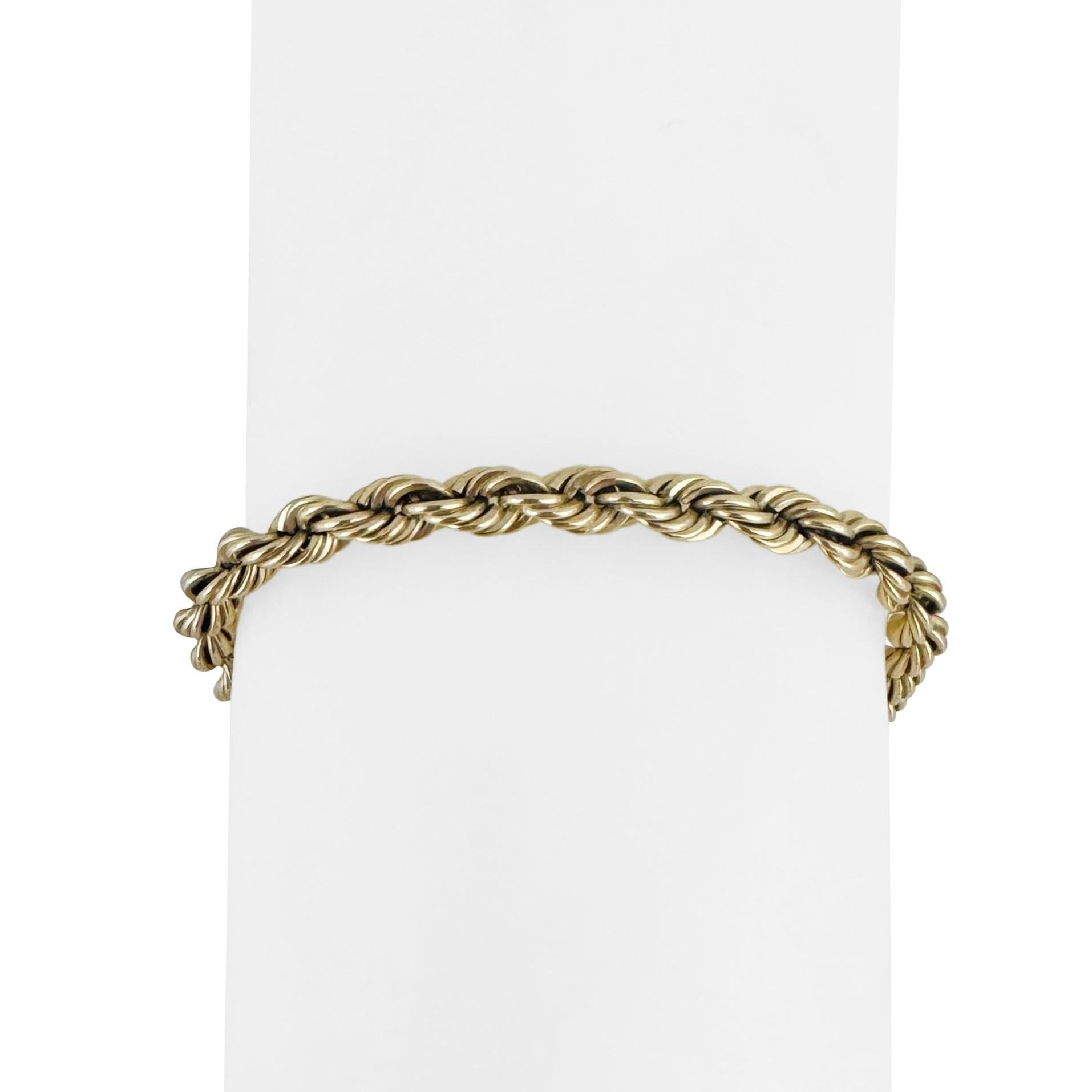 14k Yellow Gold 16.2g Solid Men's 4.5mm Rope Bracelet 8.75