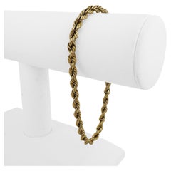 Bracciale in oro giallo 14k 16,2 g solido da uomo con corda da 4,5 mm, 8,75 pollici