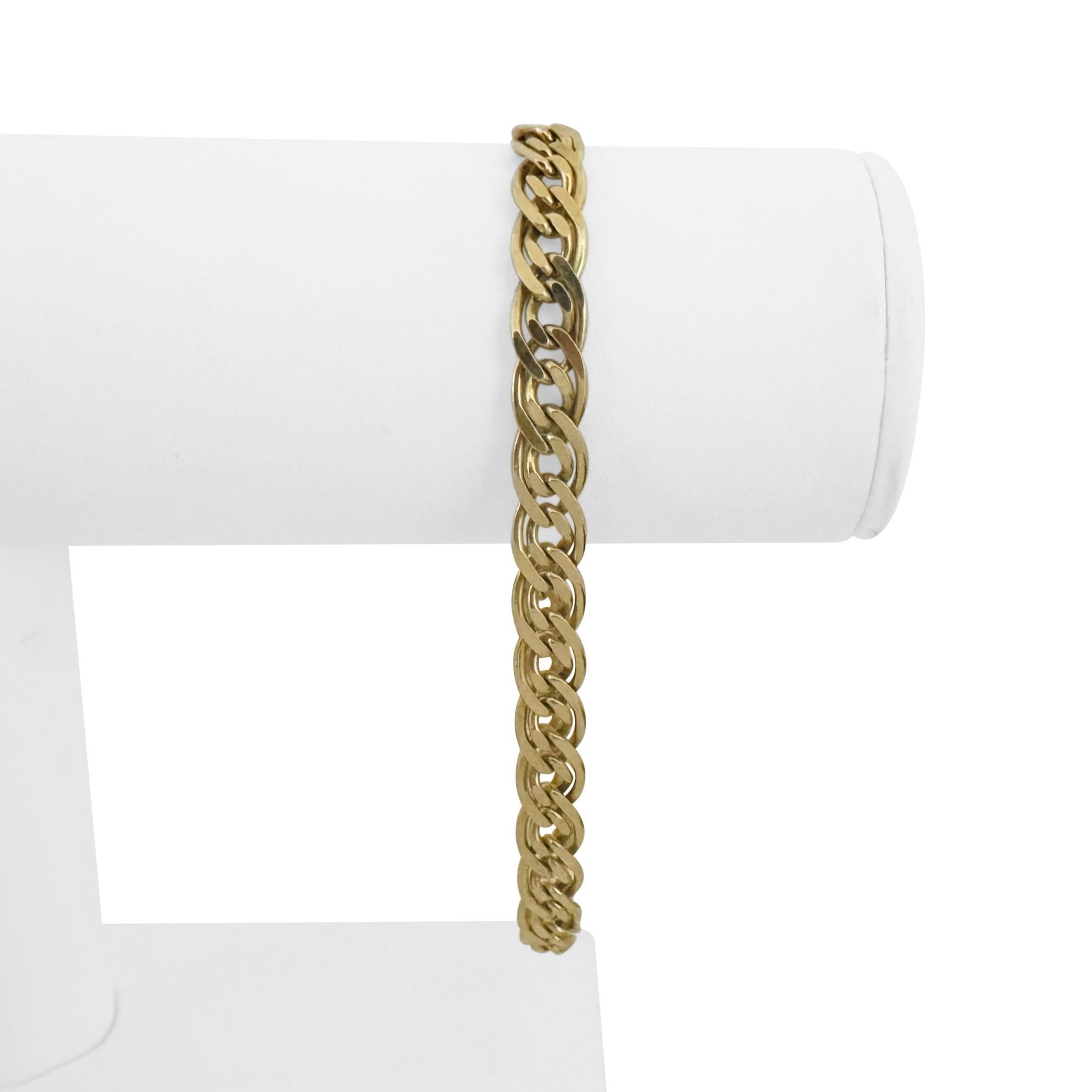 Zustand:  Ausgezeichneter Condit, Professionell gereinigt und poliert
Metall: 14k Gold (markiert und professionell getestet)
Gewicht: 16,4 g
Länge: 8,5 Zoll
Breite: 7 mm
Verschluss: Box Tab Insert mit Sicherheitsverriegelung
Markierungen: 