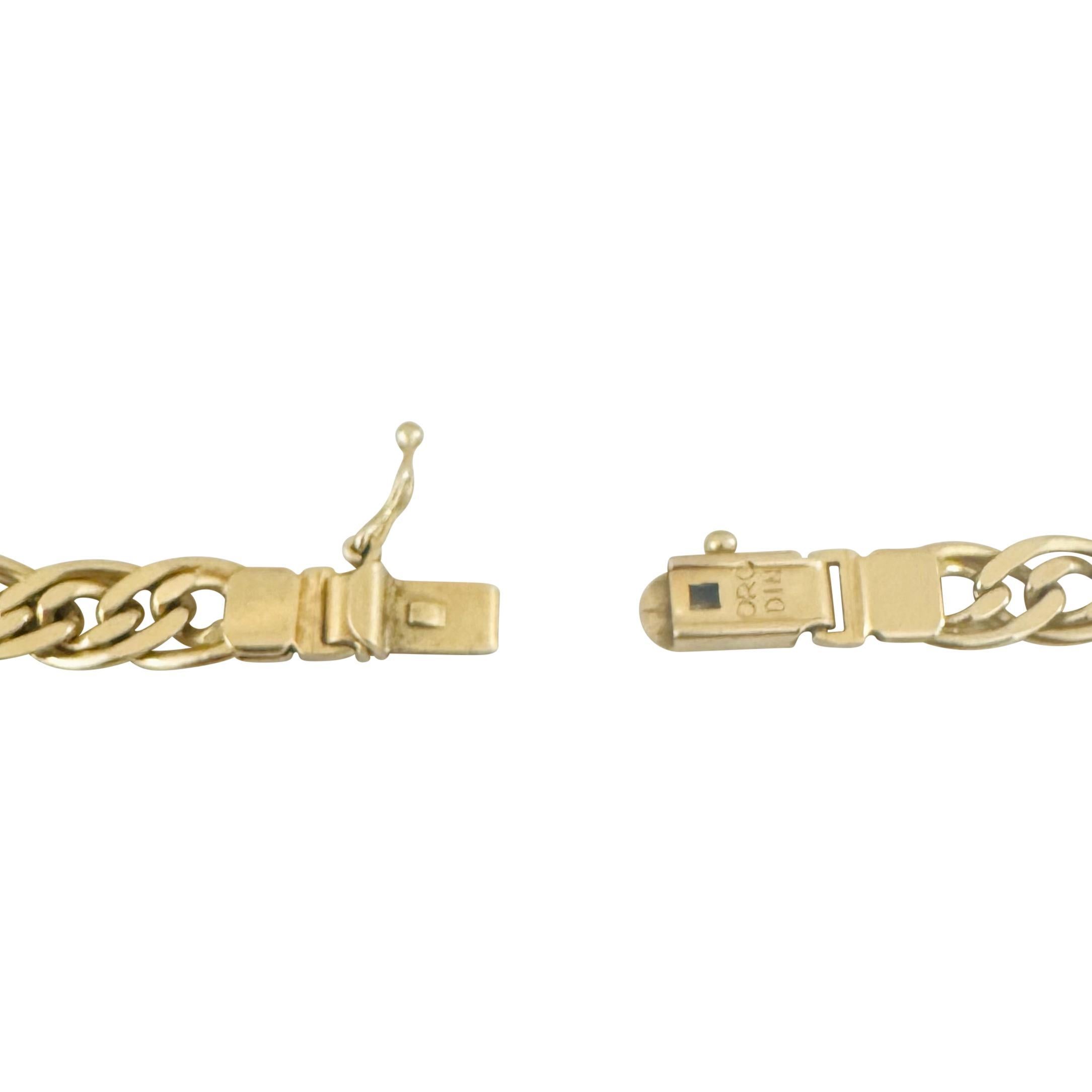 14k Gelbgold 16,4g Fancy Double Curb Gliederarmband Italien 8,5