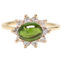 14K Yellow Gold, 1.65CT Green Tourmaline & .40CTW Diamond Halo Statement Ring