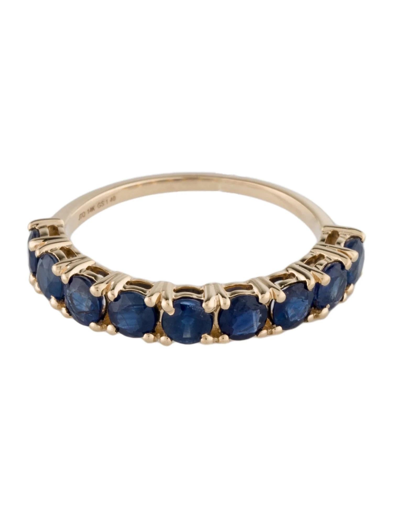 Artist 14K Yellow Gold 1.65ctw Sapphire Half Eternity Band, Size 6.5, Round Modified For Sale