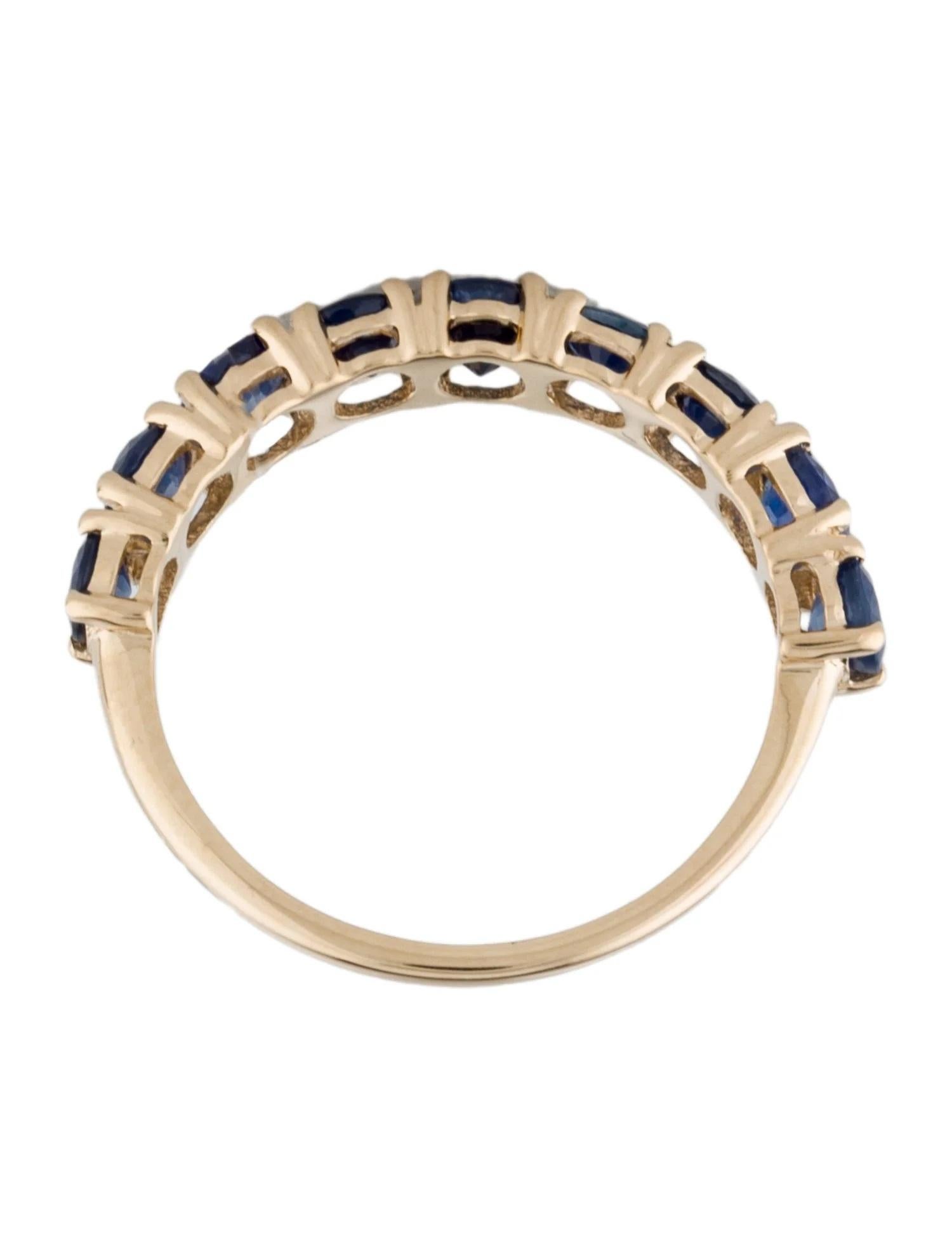14K Yellow Gold 1.65ctw Sapphire Half Eternity Band, Size 6.5, Round Modified In New Condition For Sale In Holtsville, NY
