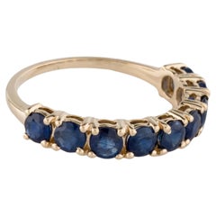 14K Yellow Gold 1.65ctw Sapphire Half Eternity Band, Size 6.5, Round Modified