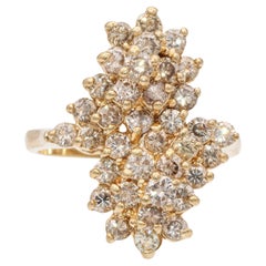 Anello con diamante a grappolo in oro giallo 14k da 1,65tcw