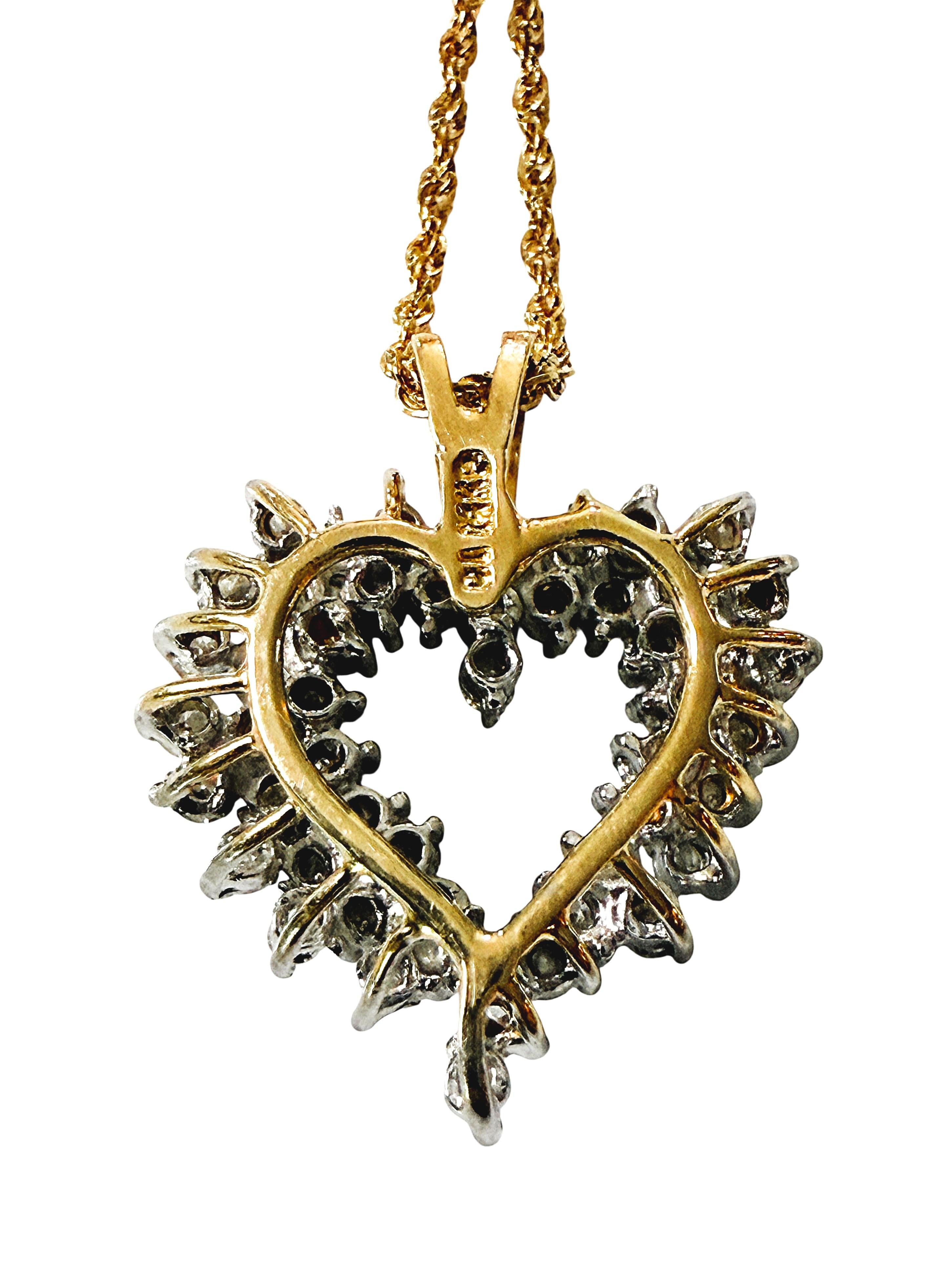 Pendentif en or jaune 14k avec un diamant de 1,68 carat sur une chaîne de 18