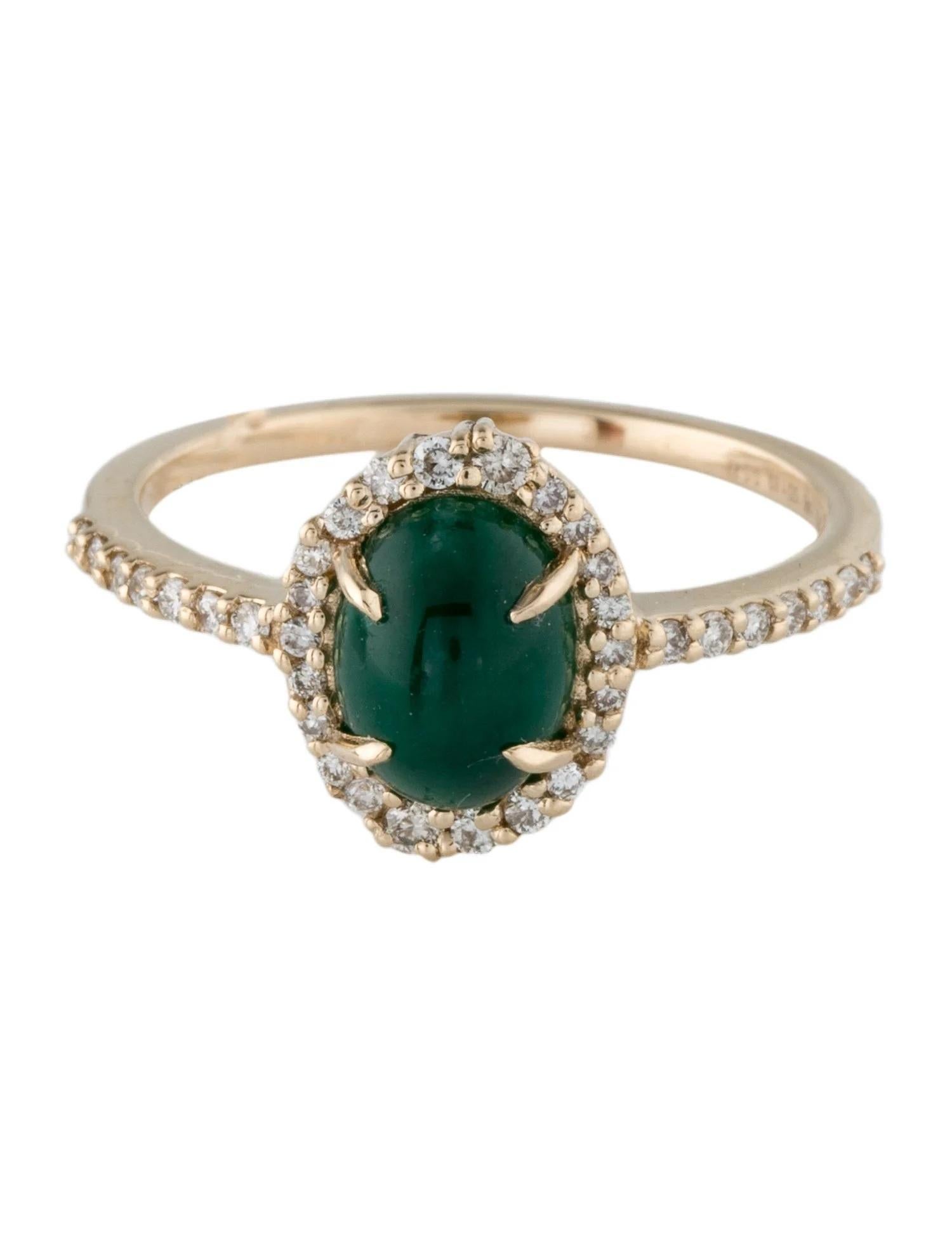 Artist 14K Yellow Gold 1.69ct Emerald and Diamond Cocktail Ring, Size 7 For Sale