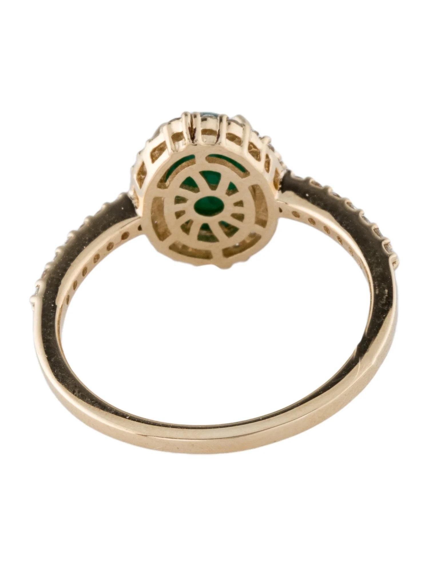 Emerald Cut 14K Yellow Gold 1.69ct Emerald and Diamond Cocktail Ring, Size 7 For Sale