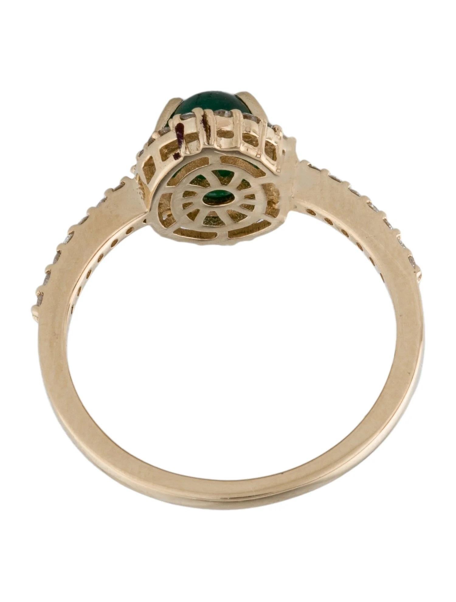 14K Yellow Gold 1.69ct Emerald and Diamond Cocktail Ring, Size 7 In New Condition For Sale In Holtsville, NY