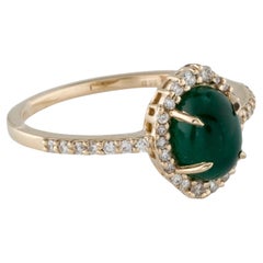 14K Yellow Gold 1.69ct Emerald and Diamond Cocktail Ring, Size 7
