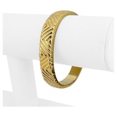 14k Yellow Gold 16.9g Ladies Ribbed 11mm Zig Zag Bangle Bracelet 6.5"