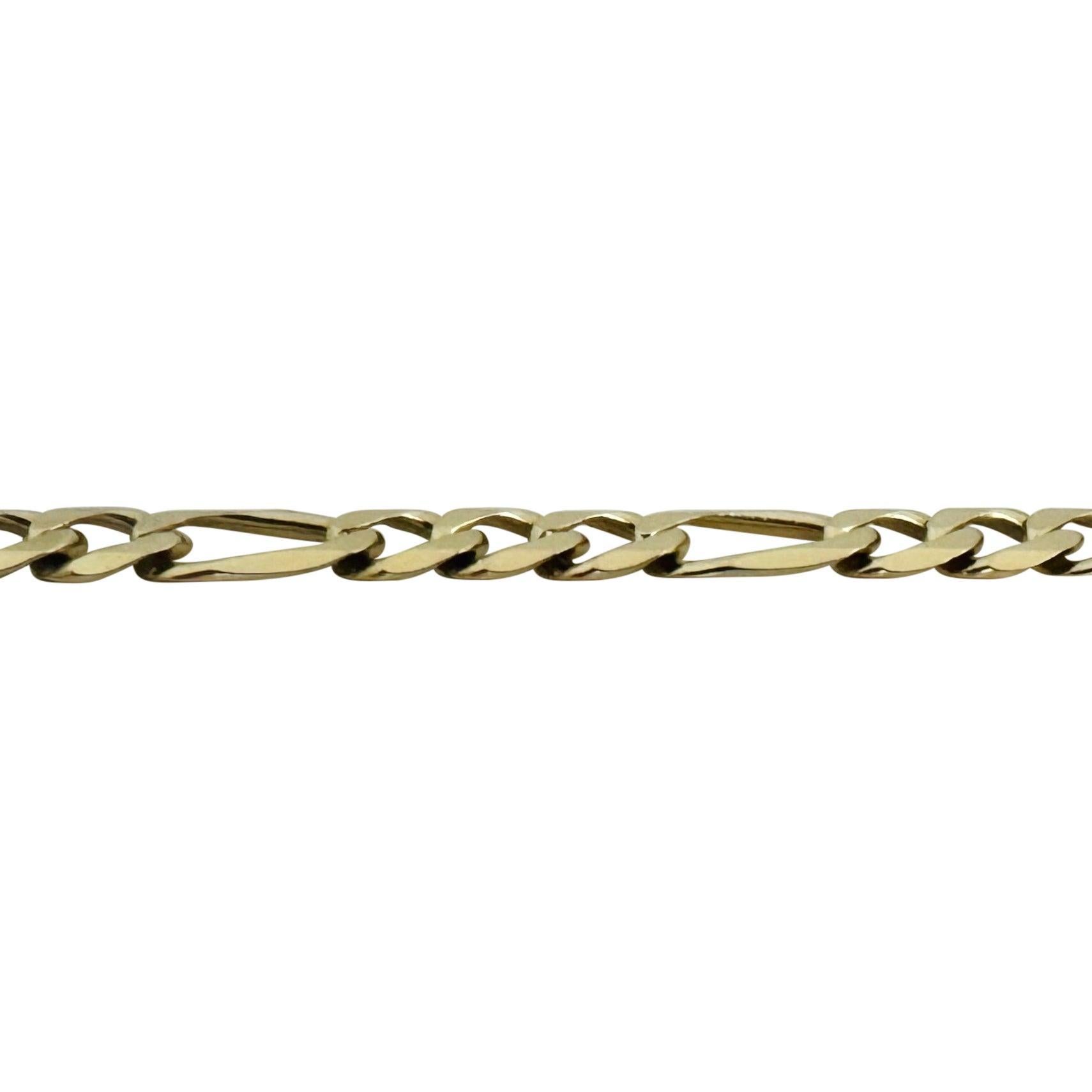 14k Gelbgold 16g Semi Solid 6.5mm Herren Figaro Link Armband Italien 9