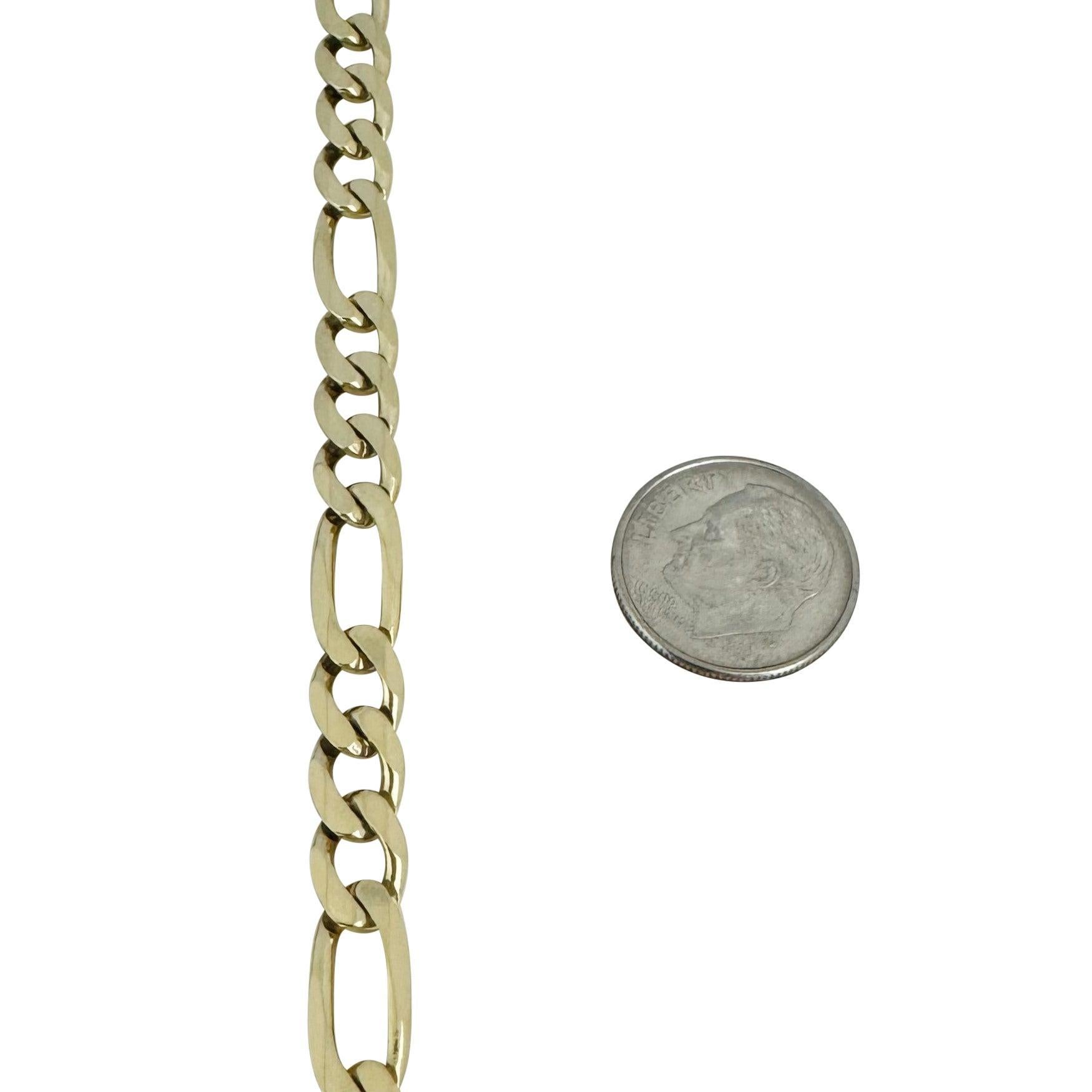14k Gelbgold 16g Semi Solid 6.5mm Herren Figaro Link Armband Italien 9
