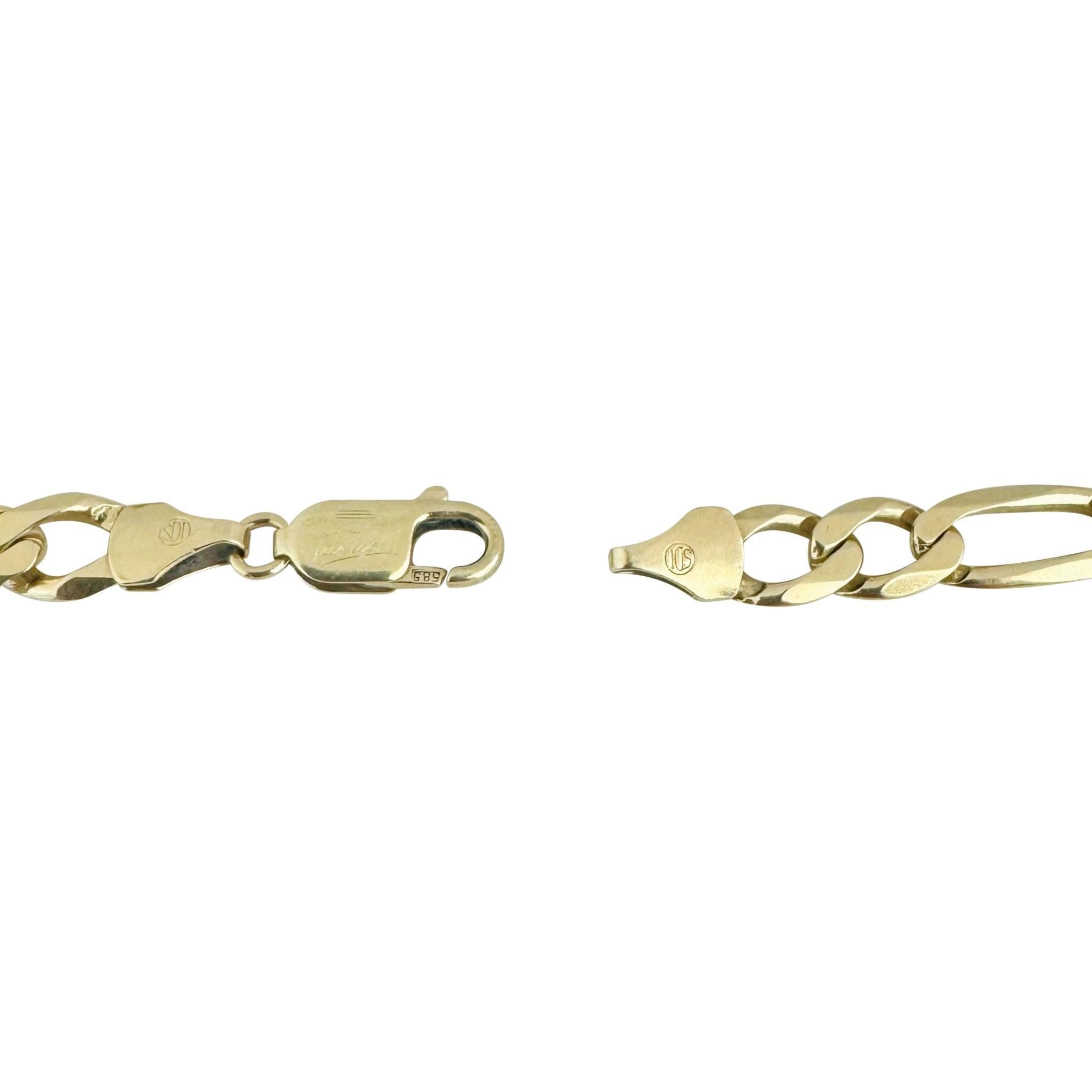 14k Gelbgold 16g Semi Solid 6.5mm Herren Figaro Link Armband Italien 9