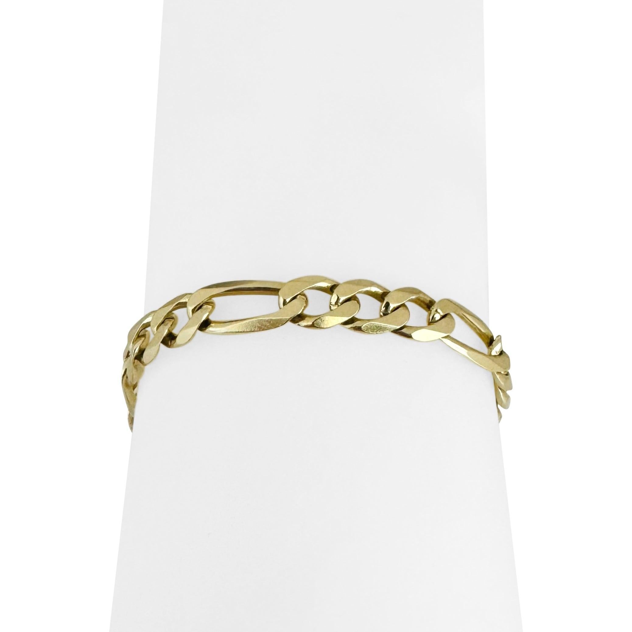 14k Gelbgold 16g Semi Solid 6.5mm Herren Figaro Link Armband Italien 9