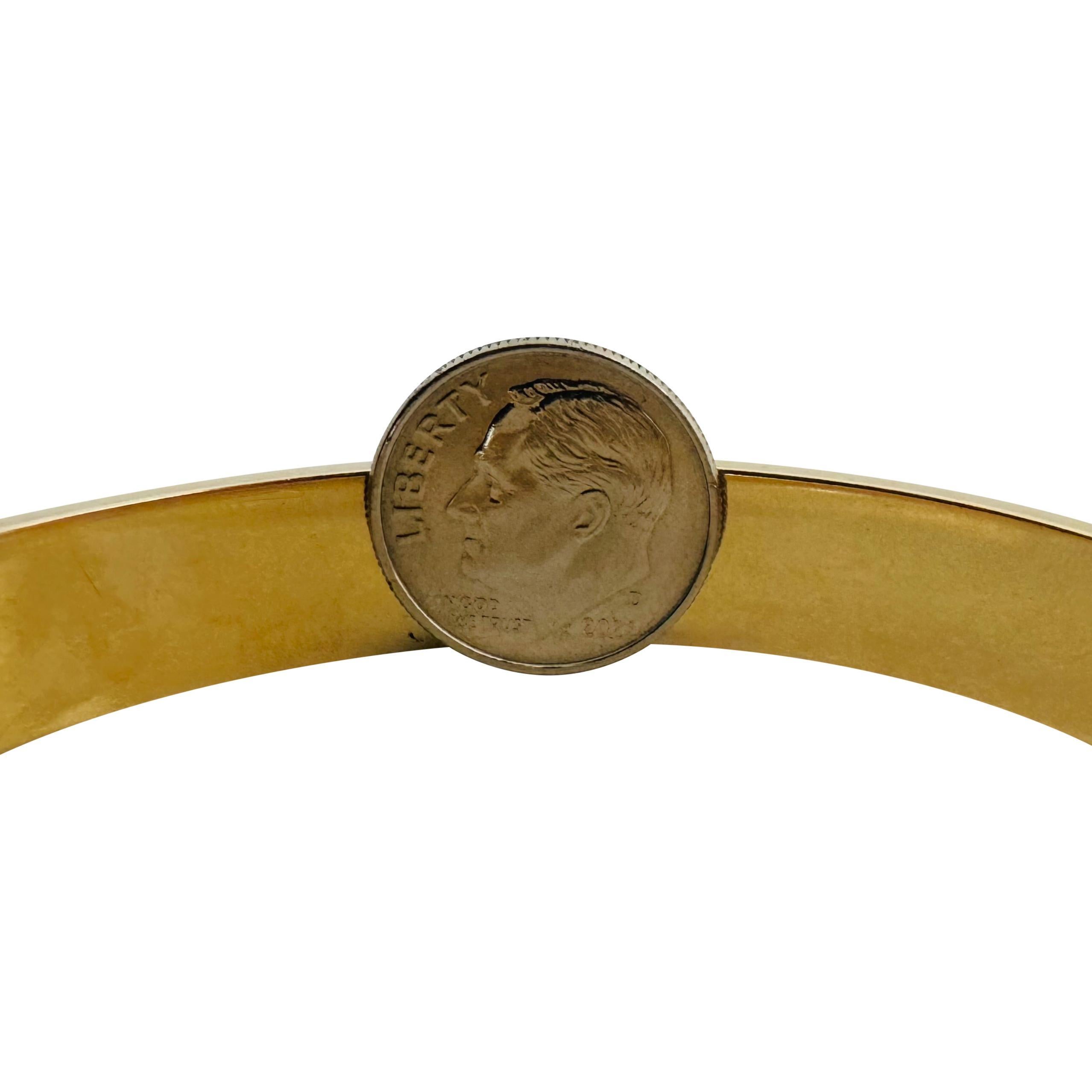 14k Gelbgold 16g Vintage Satin Finish 10mm Konkave Armreif Armband 7,5