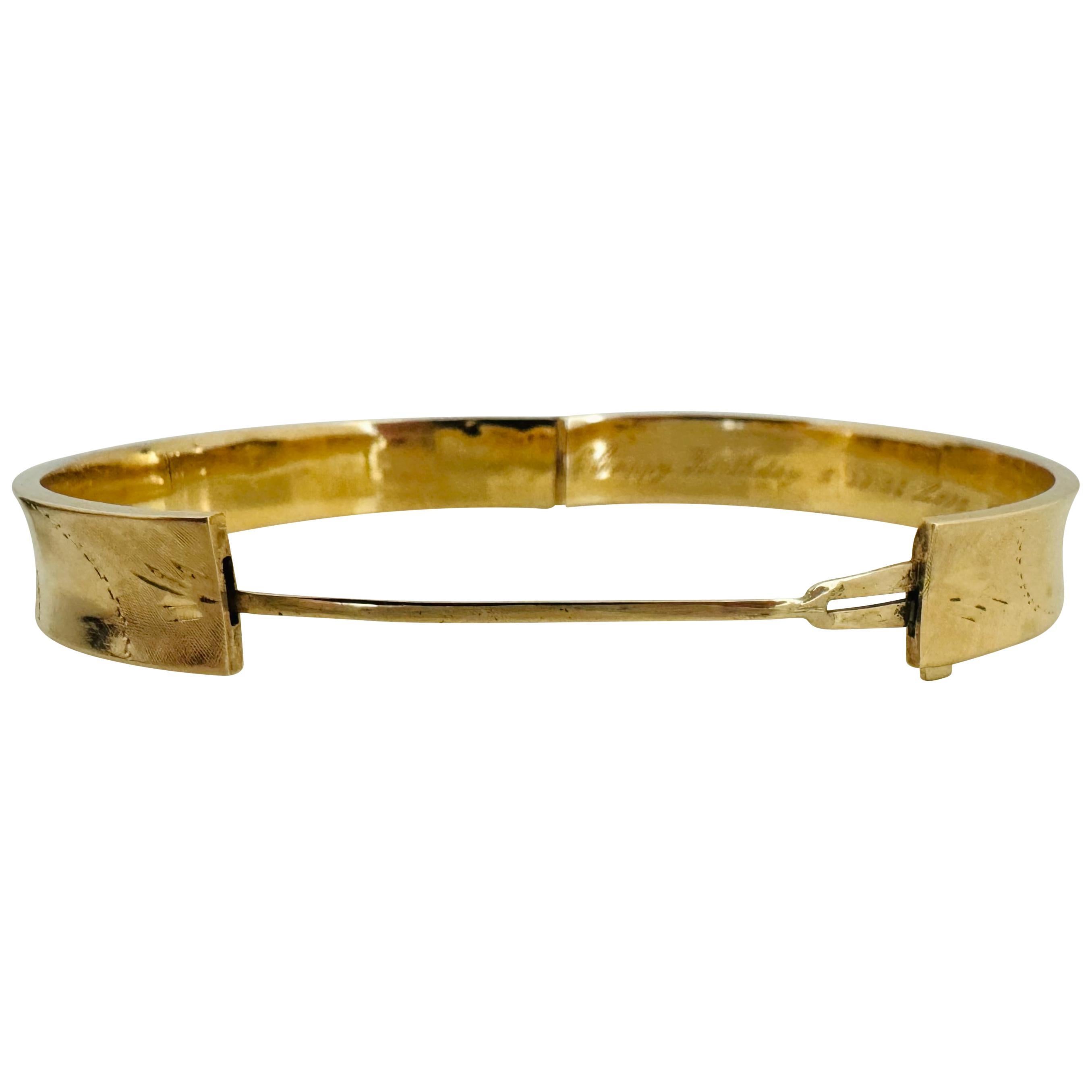 14k Gelbgold 16g Vintage Satin Finish 10mm Konkave Armreif Armband 7,5